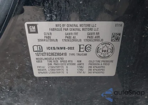 2014 GMC Sierra 1500 из США, поврежденный, VIN 1GTV2TEC8EZ383418